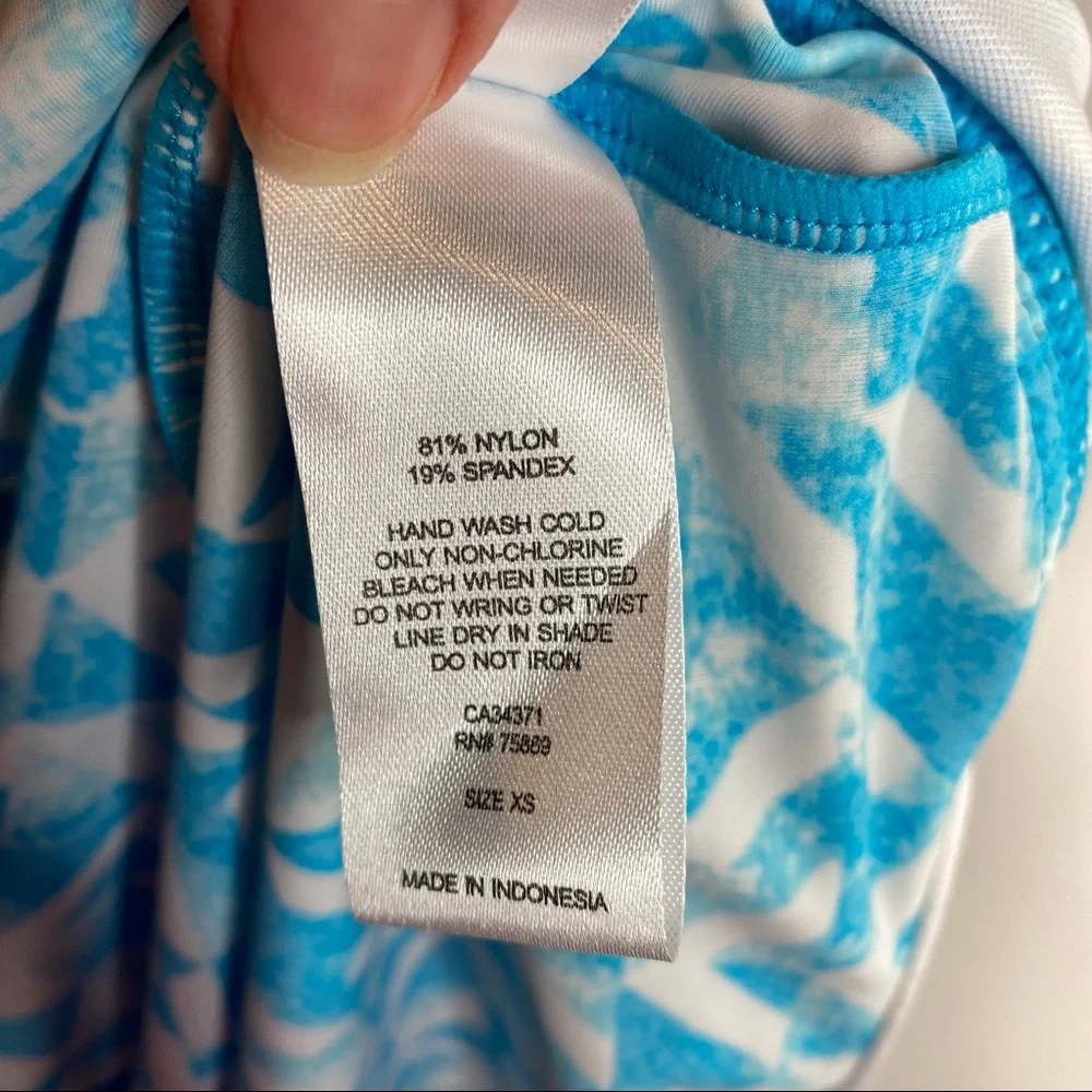 Maidenform Swim By the Sea Tankini Push Up Bra Fit Blue & White Print XSmall